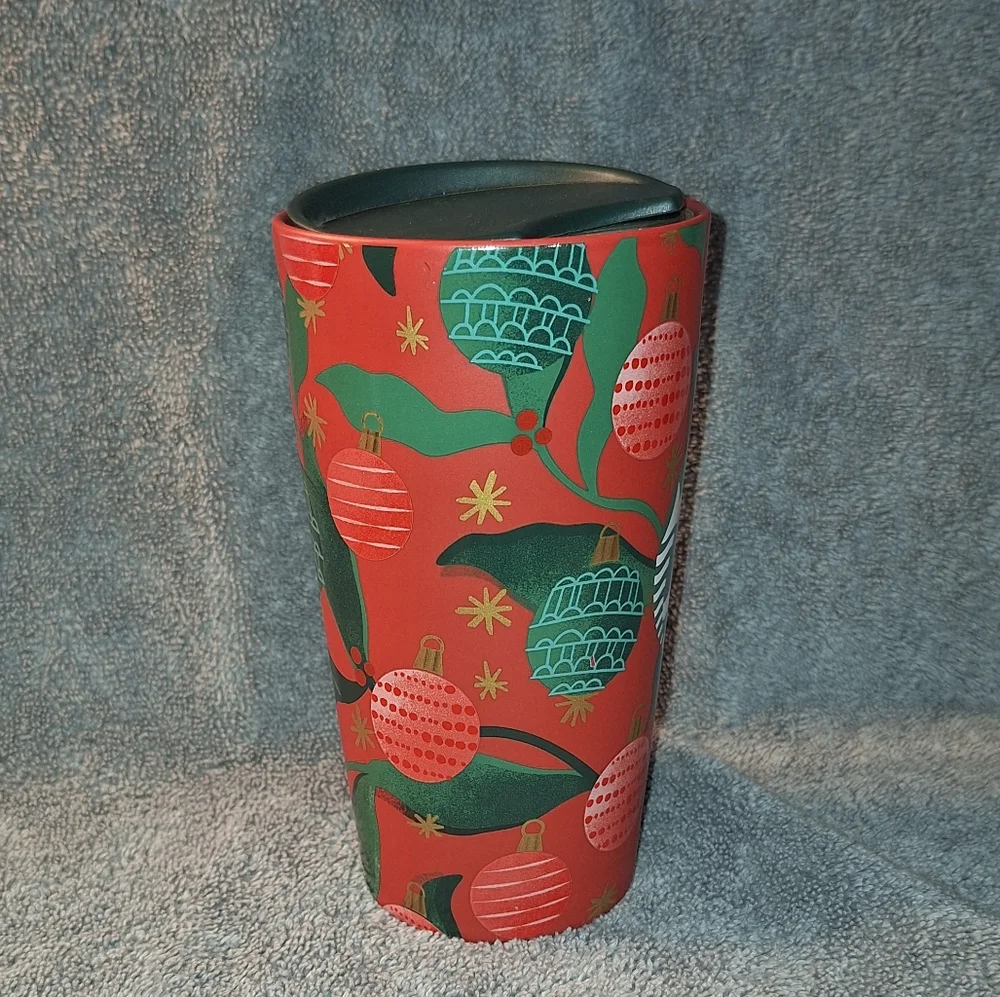Starbucks 2019 Ceramic Holiday Travel Tumbler Mug Christmas Ornaments Ch…